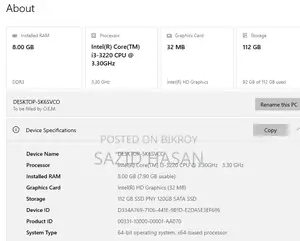 Desktop Computer 8GB Intel Core i3 SSD 128GB
