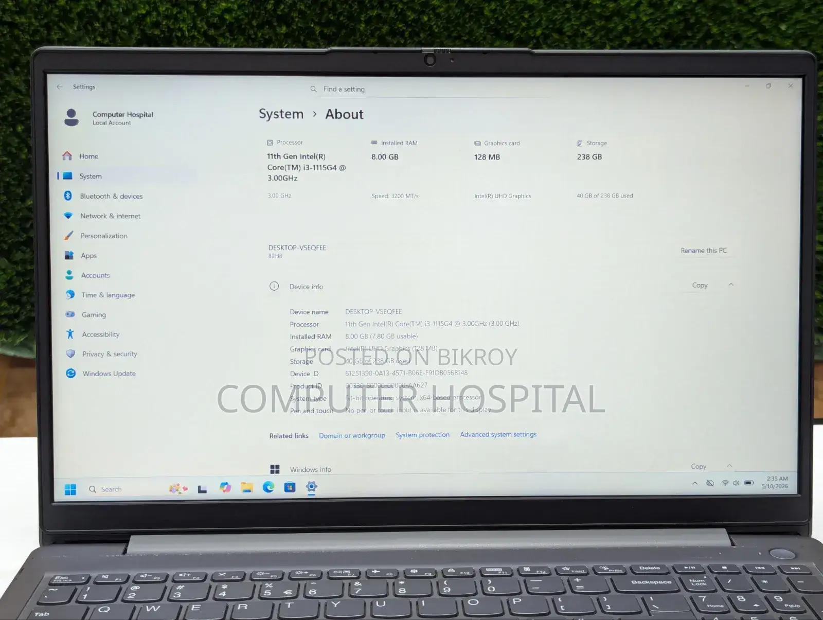 ল্যাপটপ Lenovo Ideapad 3 8GB Intel Core I3 SSD 256GB