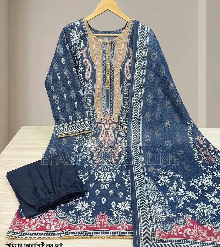 Premium Digital Printed Pure Cotton Stitched Three Piece Suit Women