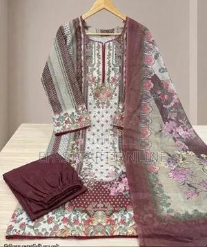 Premium Digital Printed Pure Cotton Stitched Three Piece Suit Women