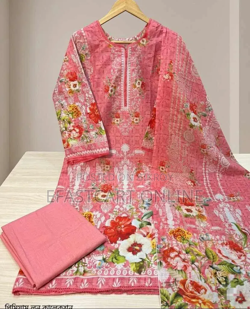 Premium Digital Printed Pure Cotton Stitched Three Piece Suit Women