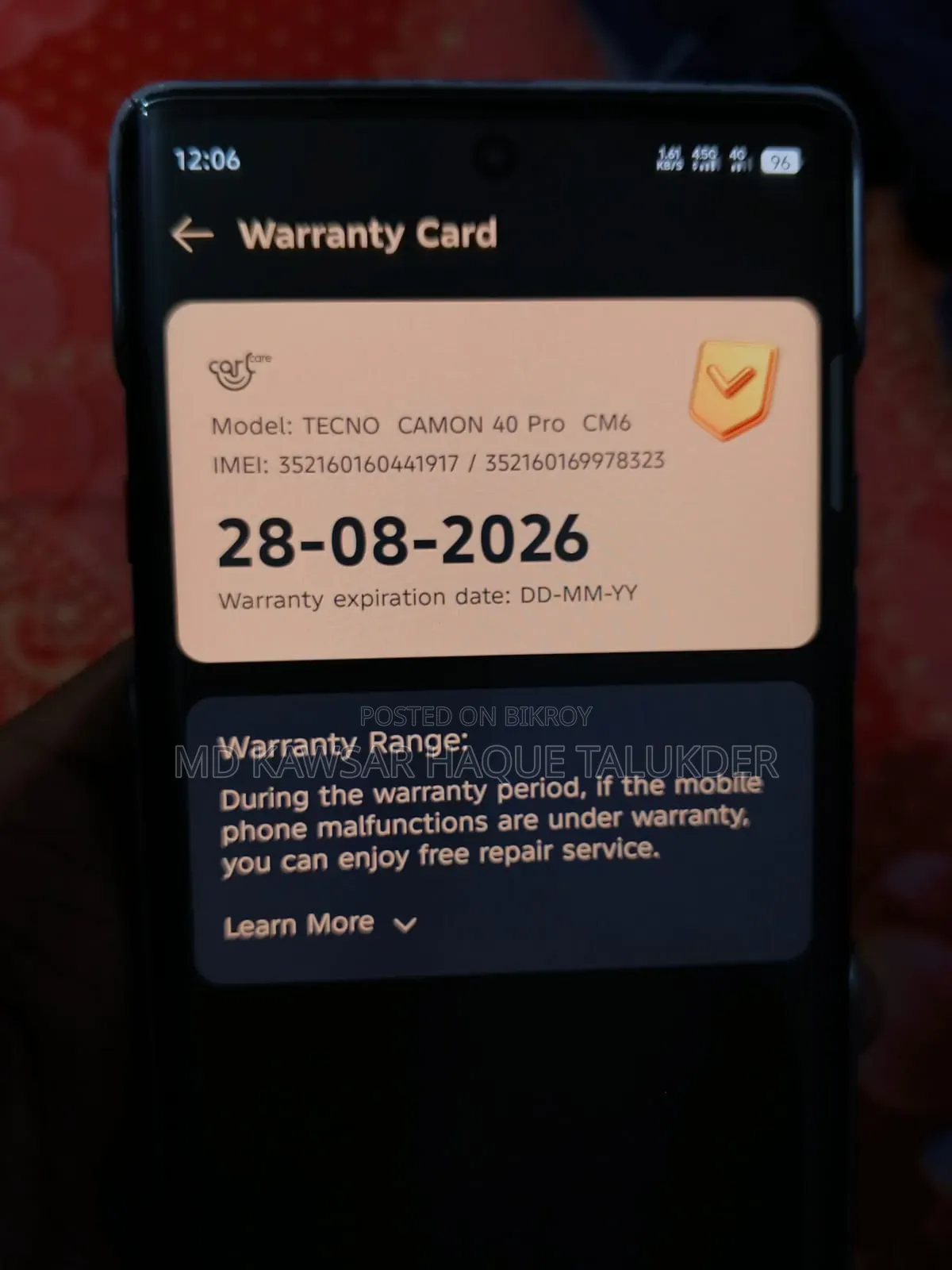 Tecno Camon 40 Pro 4G 256 GB কালো