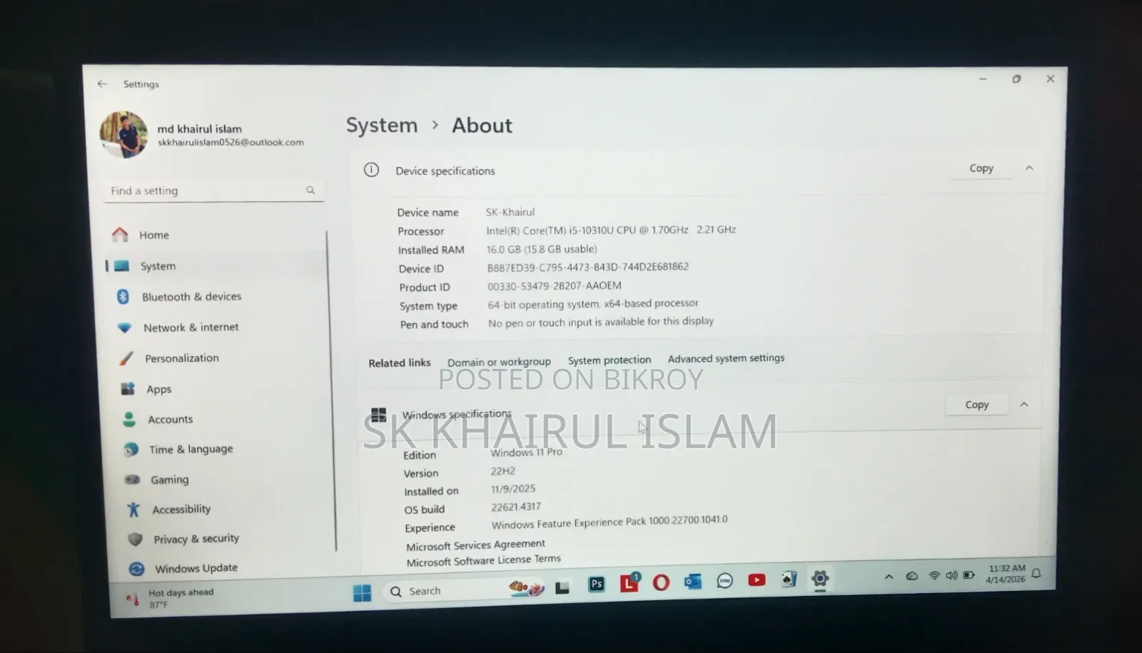 Laptop Lenovo ThinkPad X13 Yoga 16GB Intel Core I5 HDD 16 GB