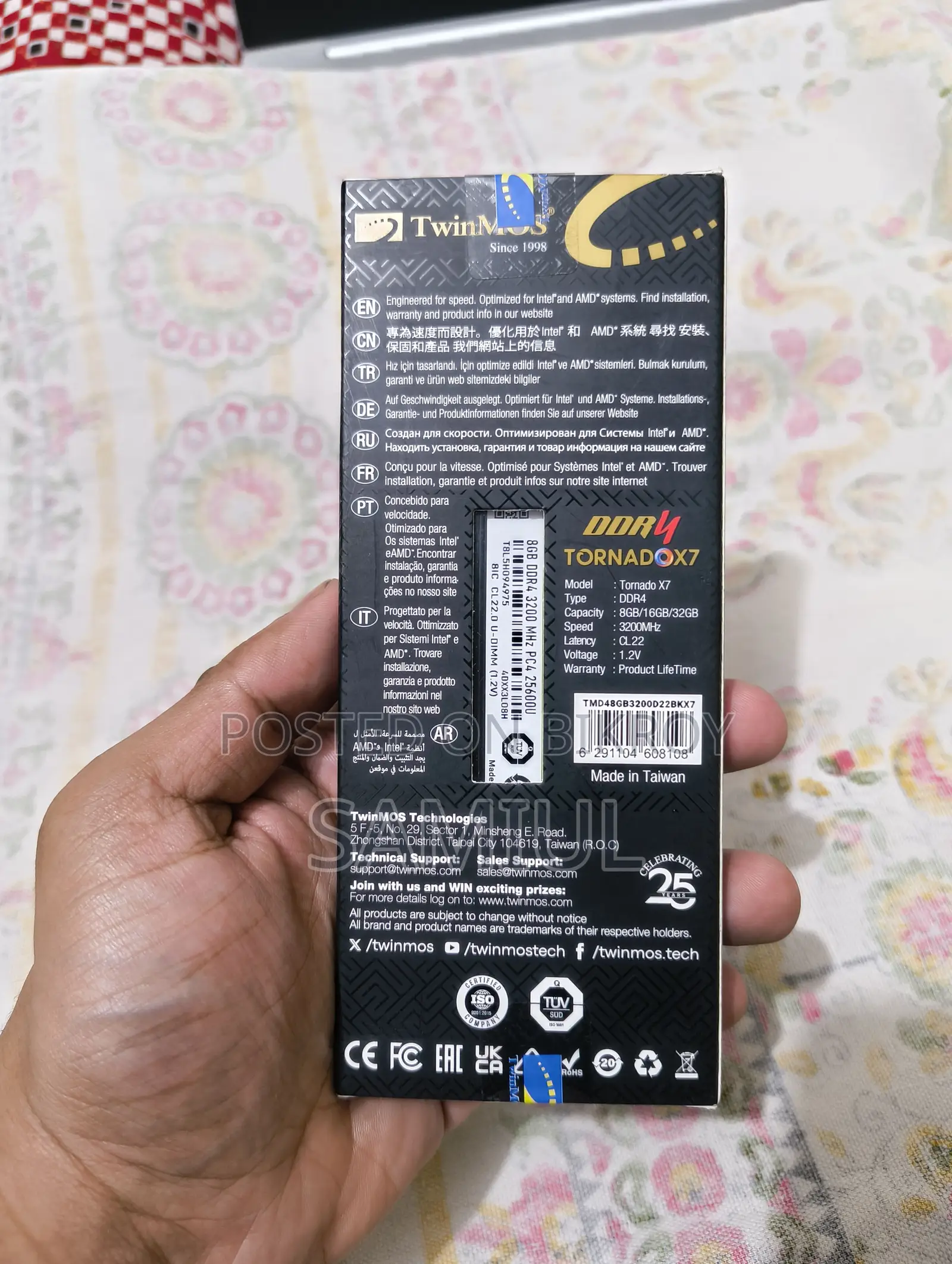 Twinmos Tornadox7 8gb Ddr4 3200mhz Desktop Ram (New)