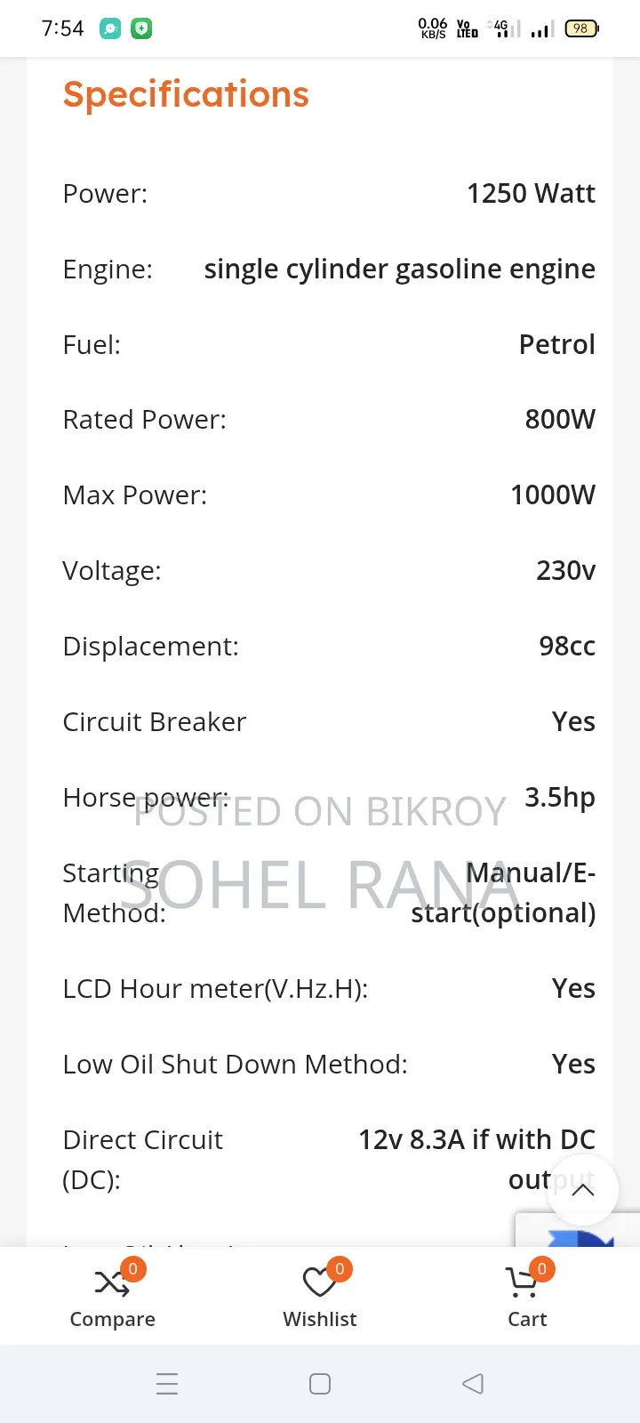 Conion Be 1250 Generator