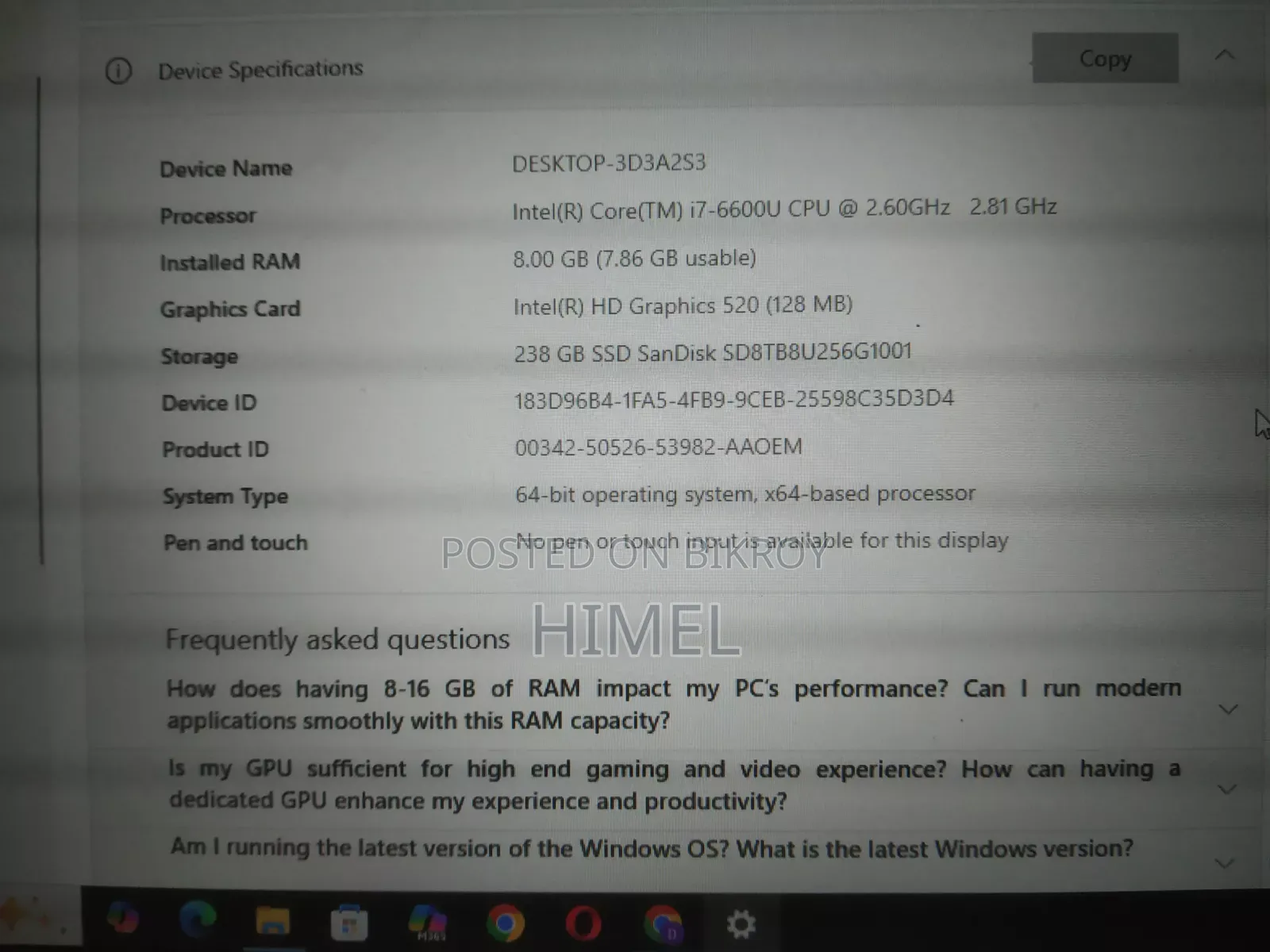 Laptop Lenovo ThinkPad X260 8GB Intel Core I7 SSD 256GB
