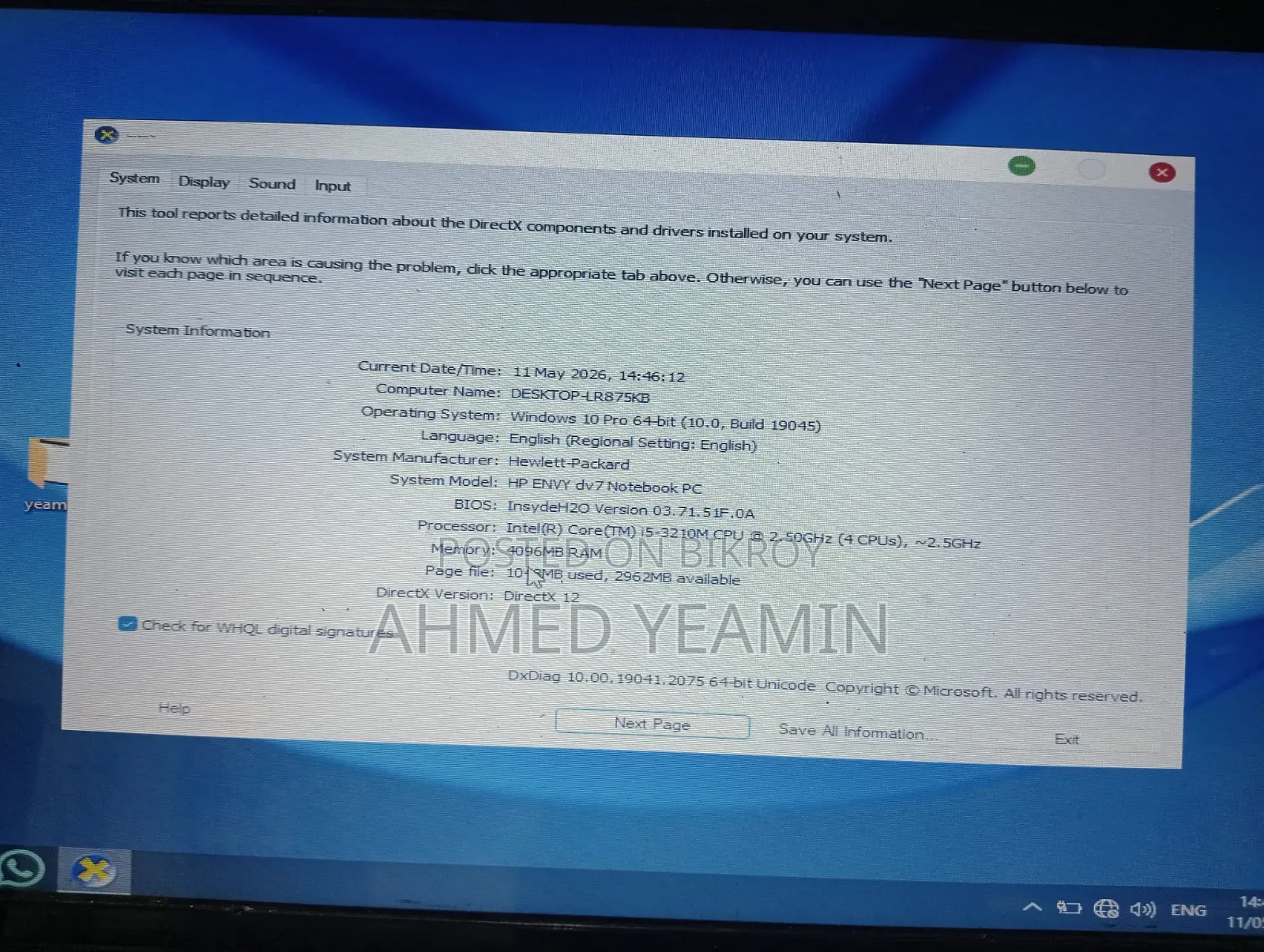 Laptop HP Pavilion Dv6 4GB Intel Core 5 HDD 700GB