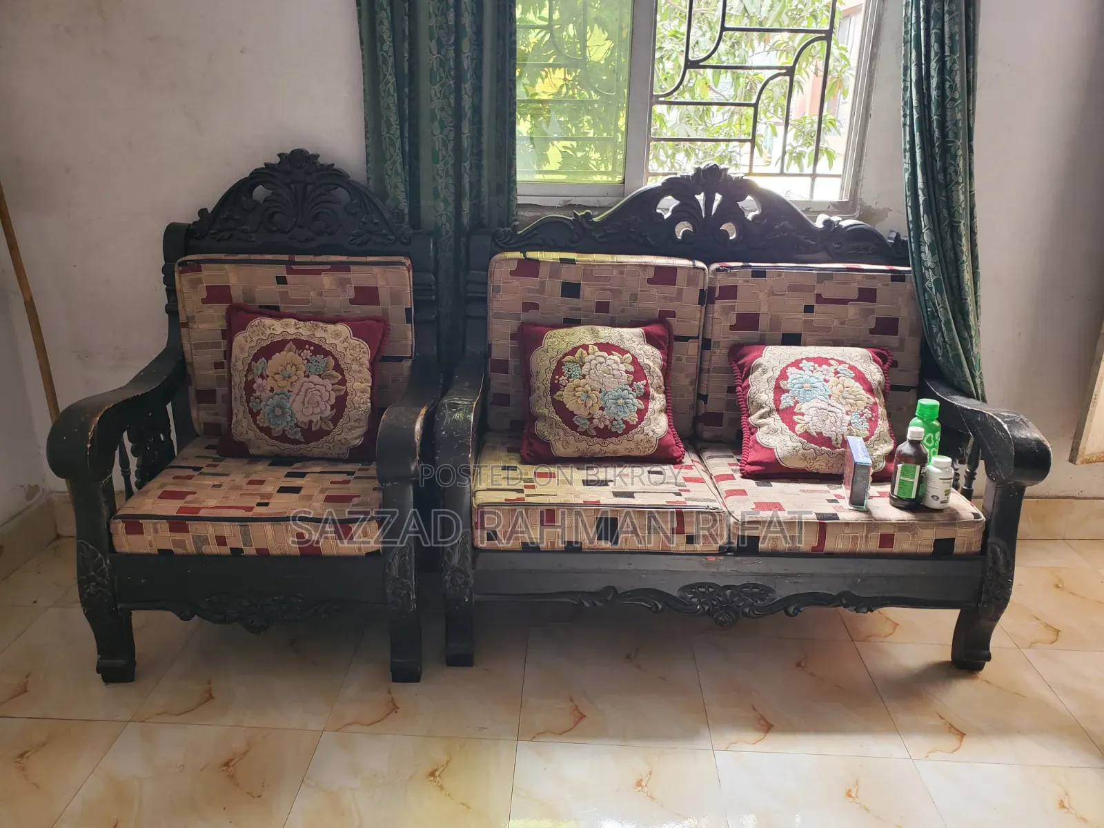 2 Wooden Sofas + Free Extra Sofa Frame | Only 7,500 Taka