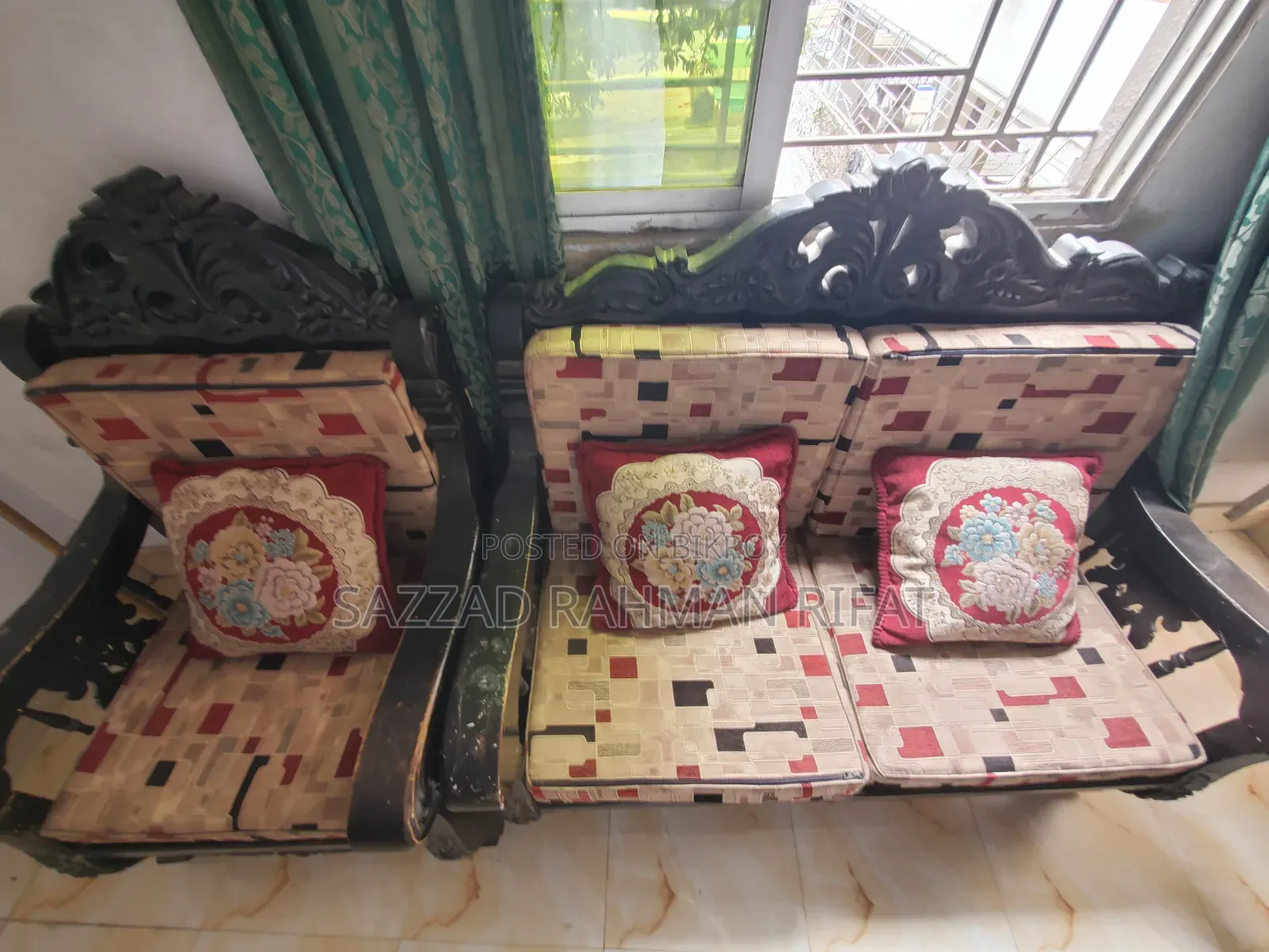 2 Wooden Sofas + Free Extra Sofa Frame | Only 7,500 Taka