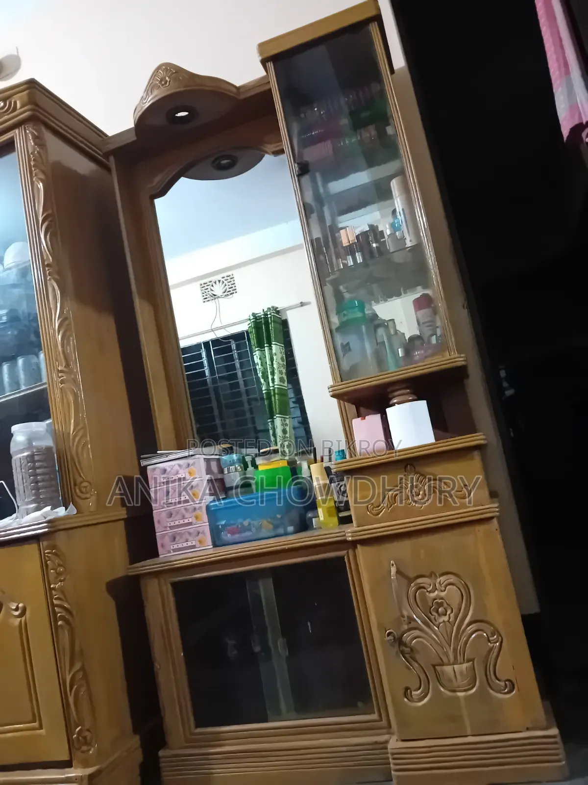 I want to sell a showcase and a dressing table, made of teak wood.