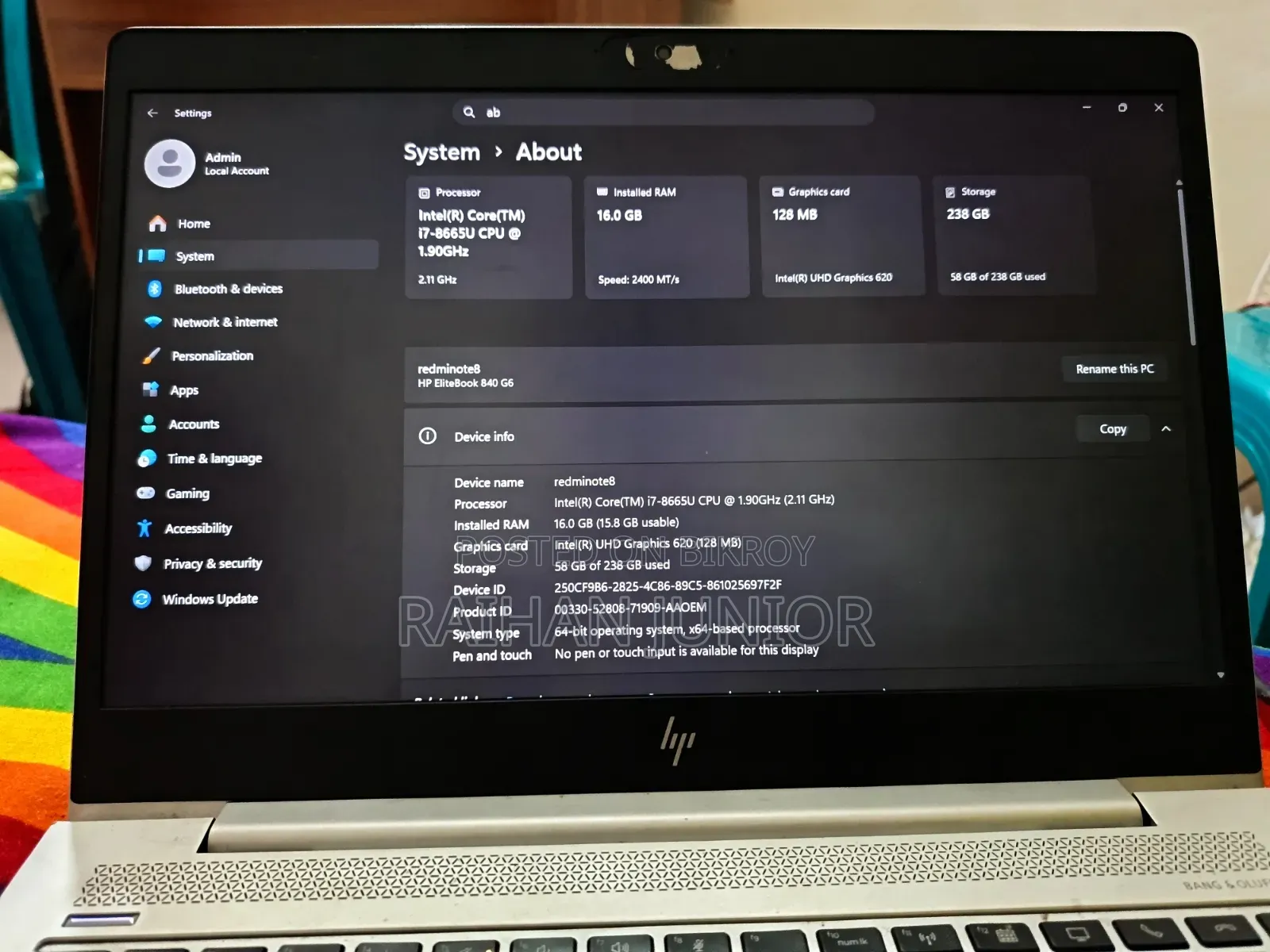 Laptop HP EliteBook 840 G6 16GB Intel Core I7 SSD 256GB