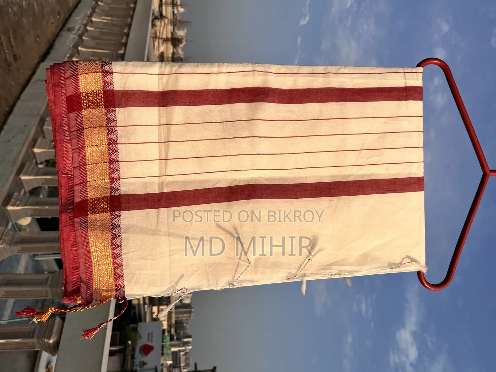 Comfortable White and Red Cotton Saree