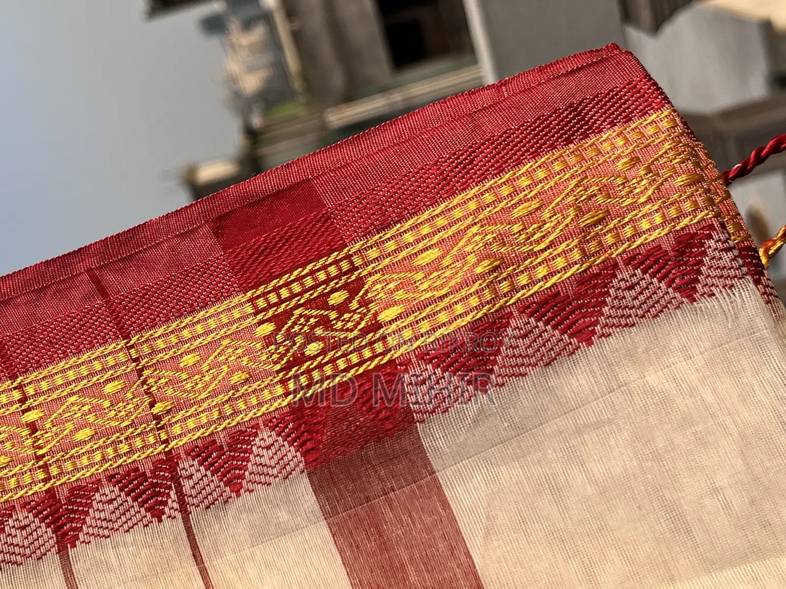 Comfortable White and Red Cotton Saree