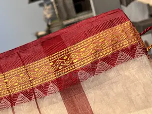 Comfortable White and Red Cotton Saree