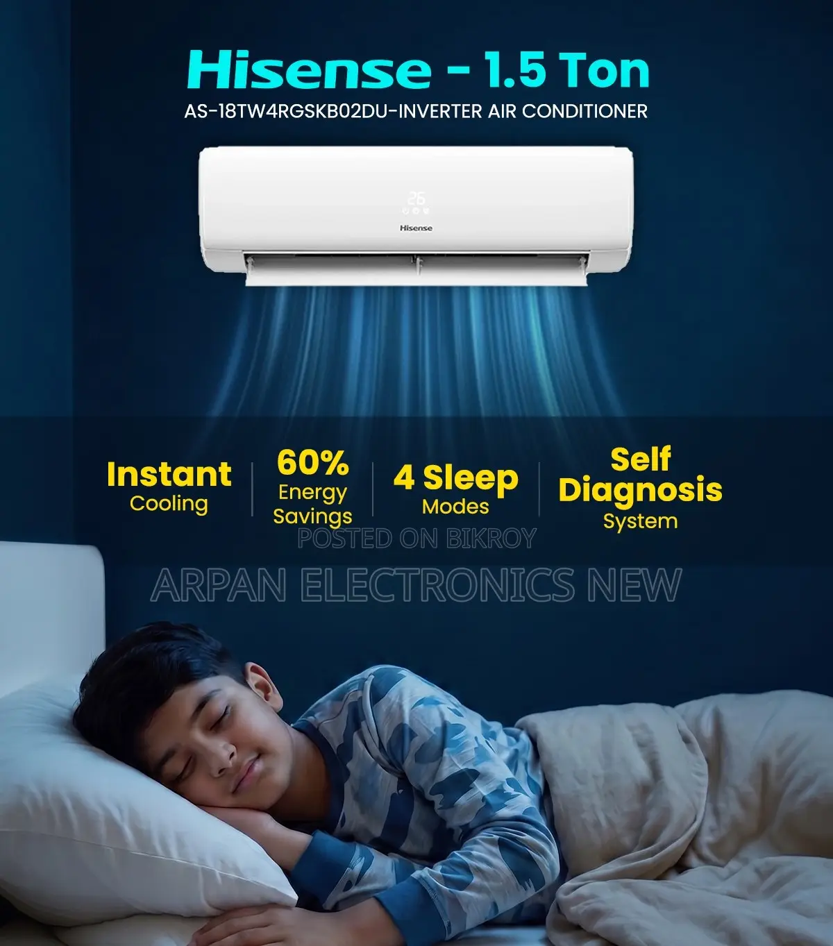 Hisense Smart Compact Inverter AC Split Type 1.5 Ton Air Conditioner