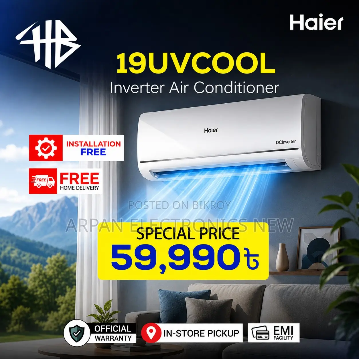 Get the new Haier Inverter 1.6 Ton Split AC now