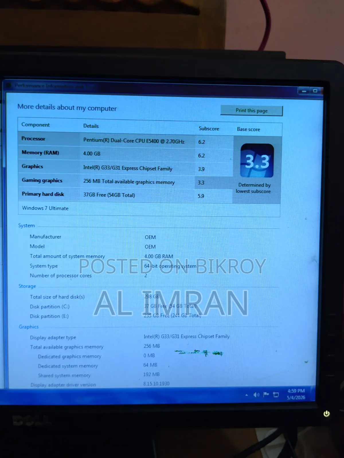 Desktop Computer 4GB HDD 320GB