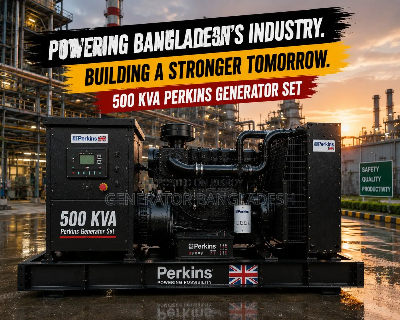 500 kVA Perkins Industrial Generator, in Stock