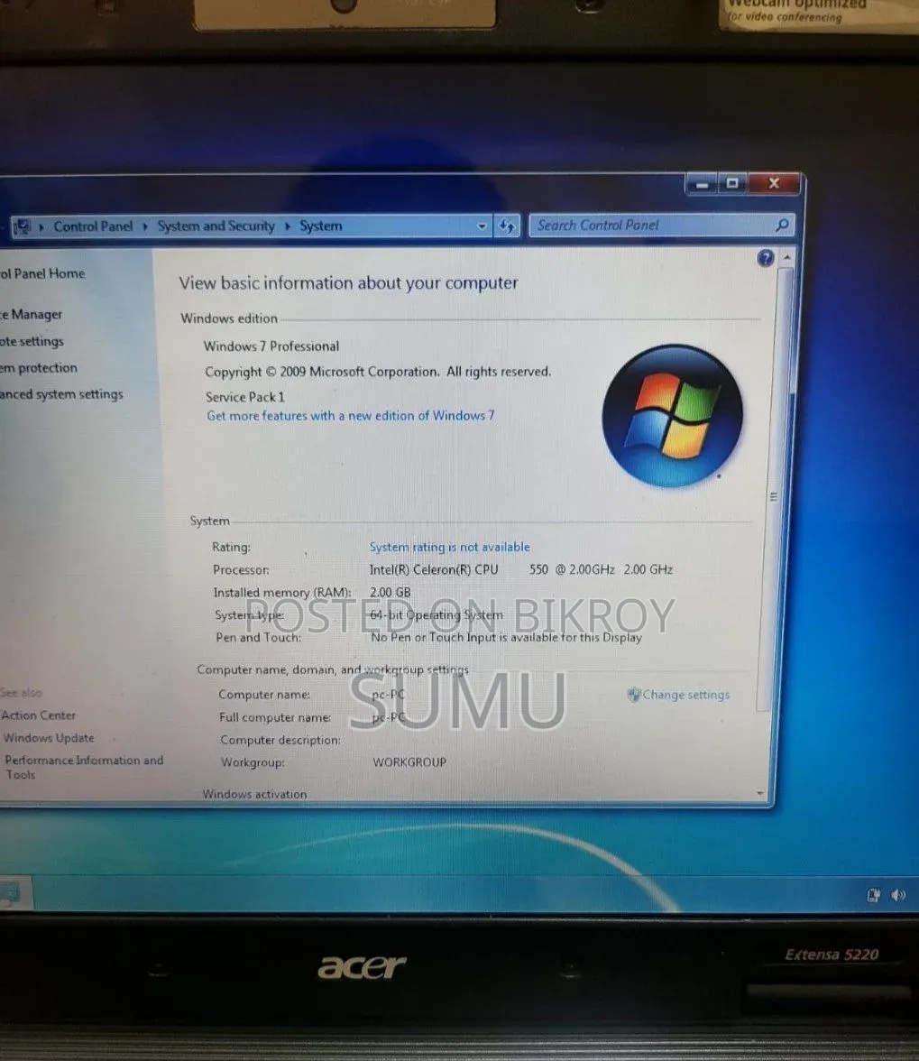 ল্যাপটপ Acer 2GB Intel Celeron HDD 128GB