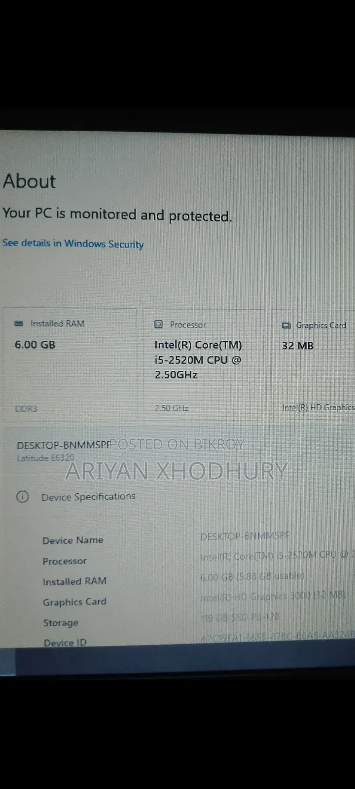 Laptop Dell Latitude E6320 6GB Intel Core I5 SSD 128GB
