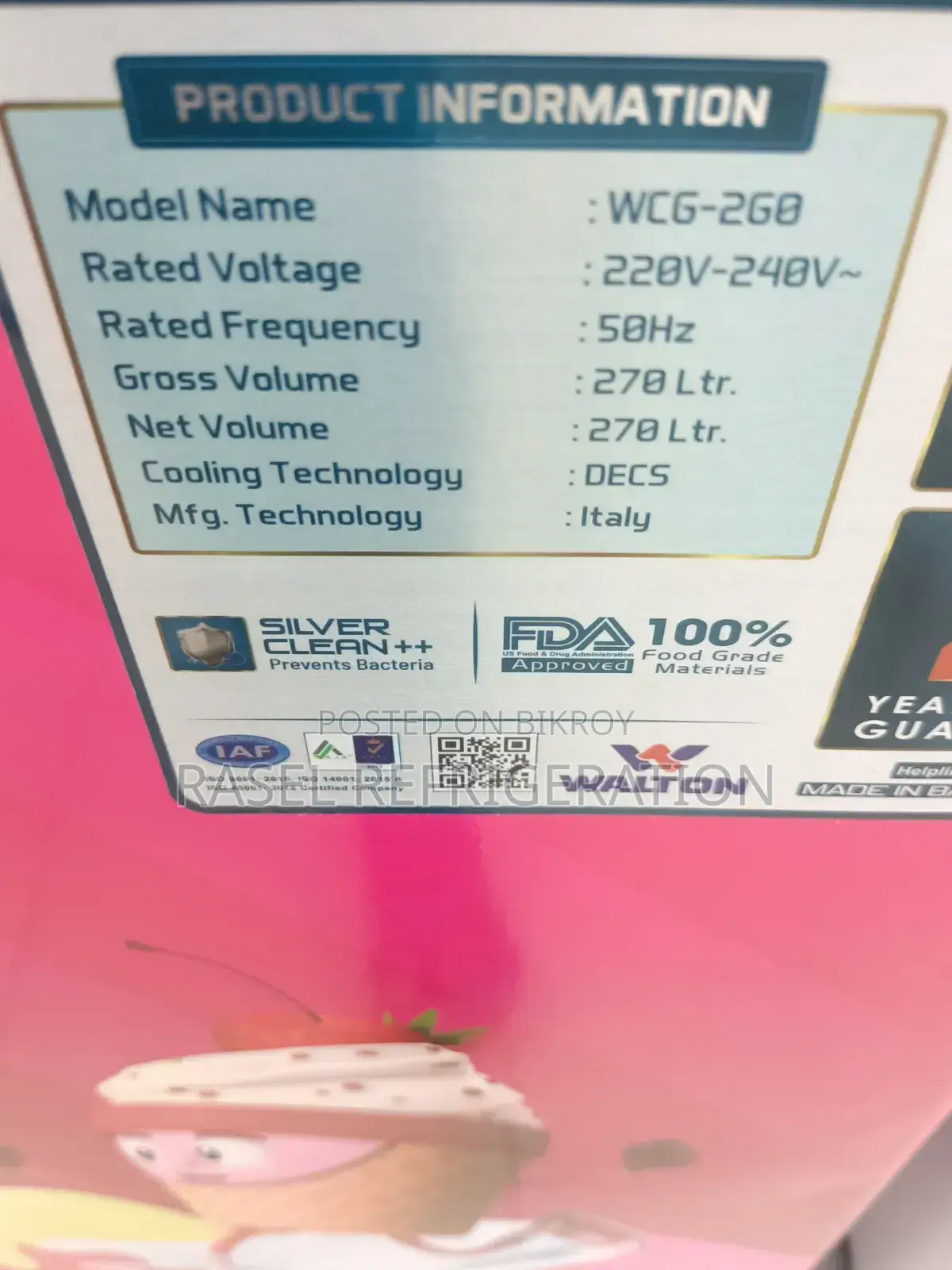 270 Litre Walton Ice Cream Deep Freezer Model WCG-2go-CGXX at 35% Discount.
