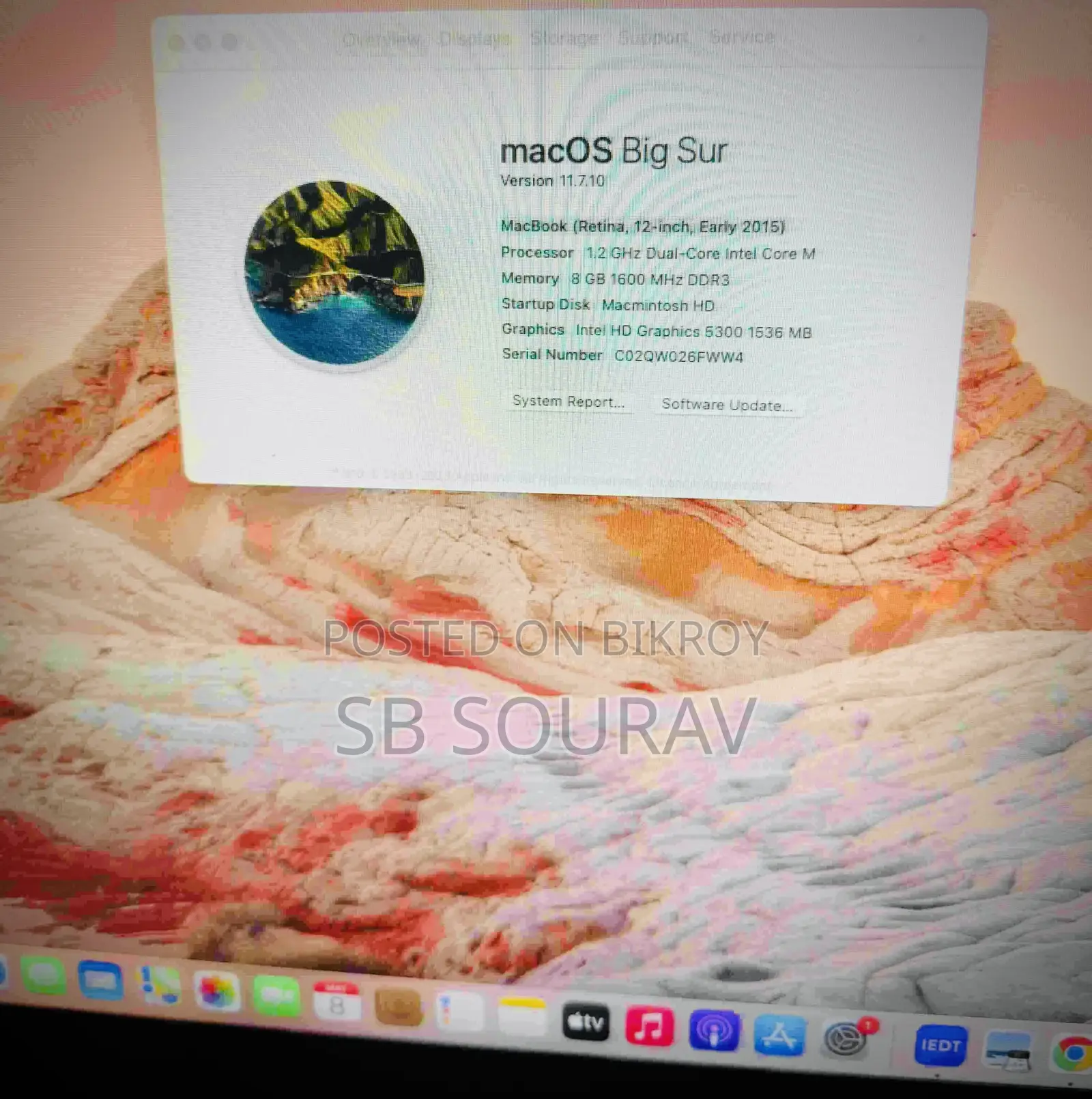 Laptop Apple MacBook 2015 8GB Intel SSD 256GB