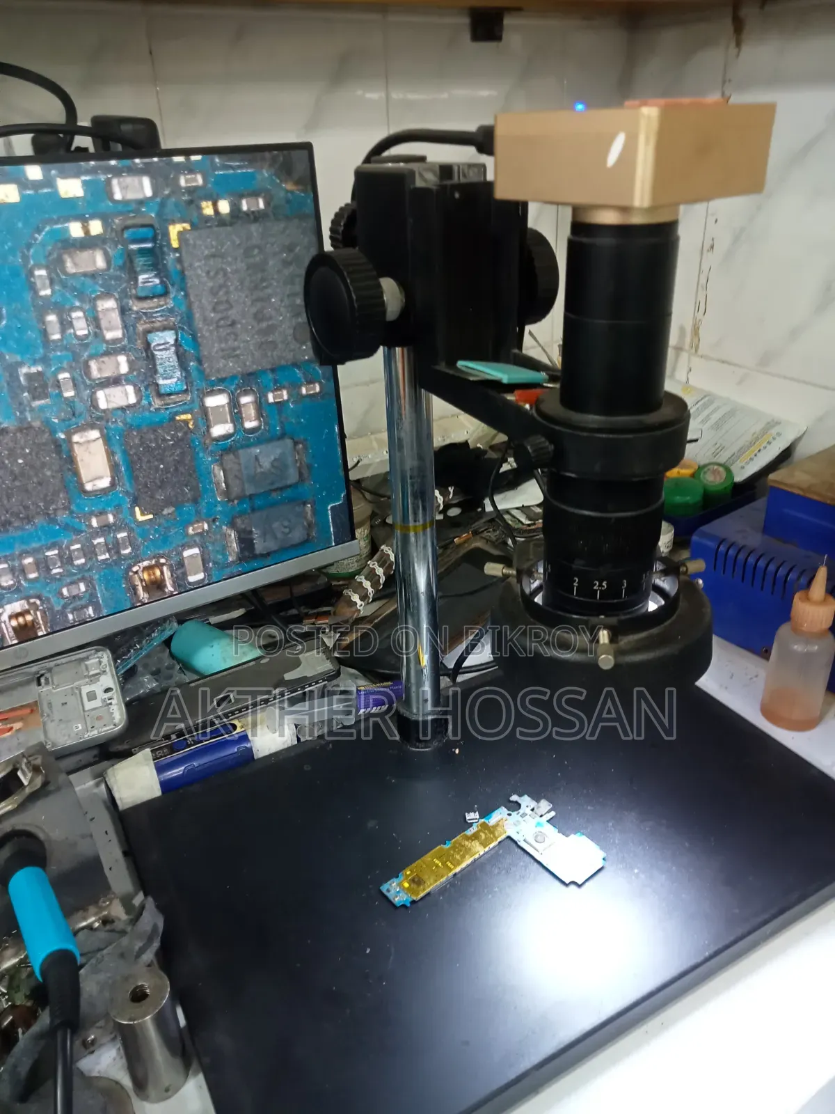 Microscope camera, stand, and lens for sale.