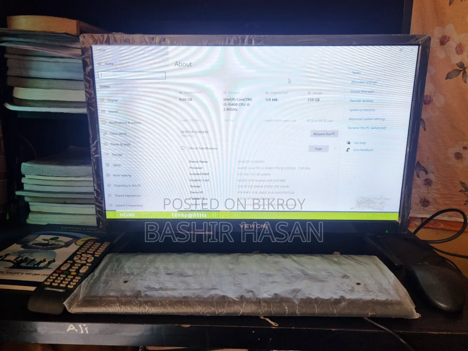 Desktop Computer 8GB Intel Core I5 SSD 256GB