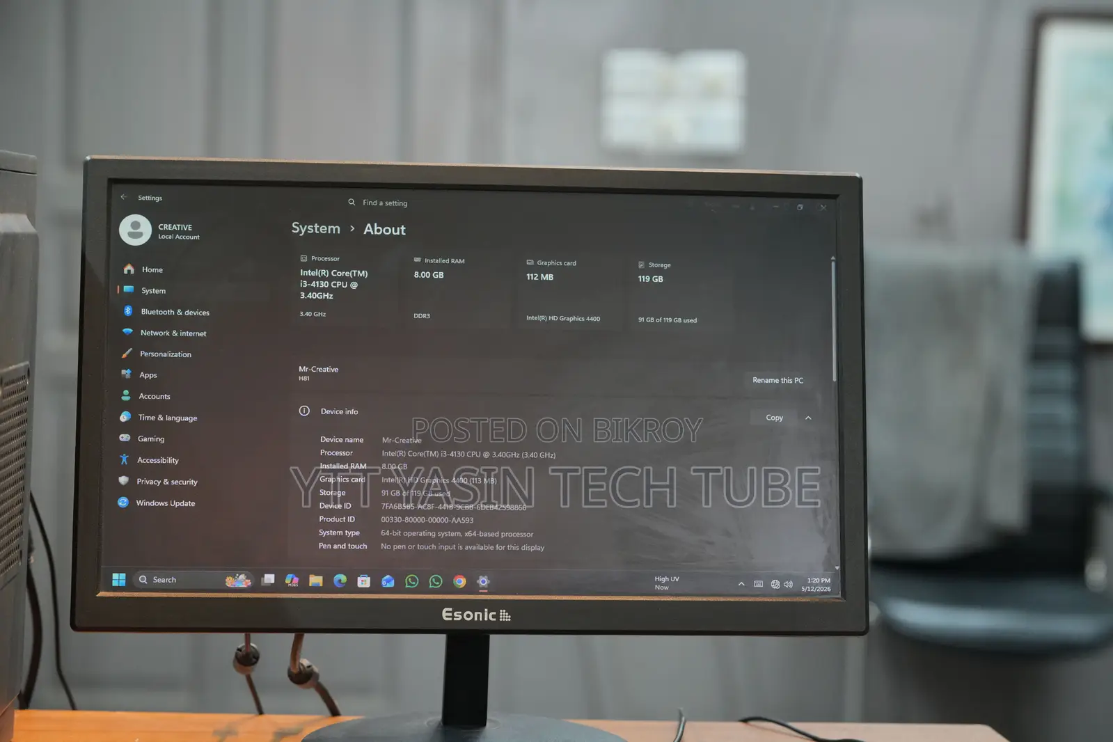 Desktop Computer+Monitor Intel Core I3 - 4th Gen Full Setup