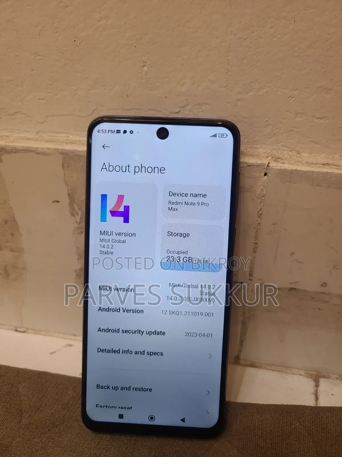Xiaomi Redmi Note 9 Pro Max 128 GB Blue