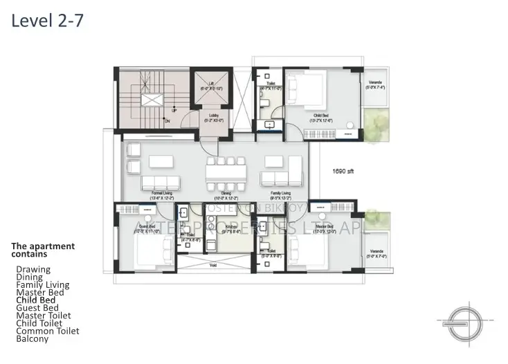 3-bedroom Apartment in APL Anabia, Bashundhara for sale