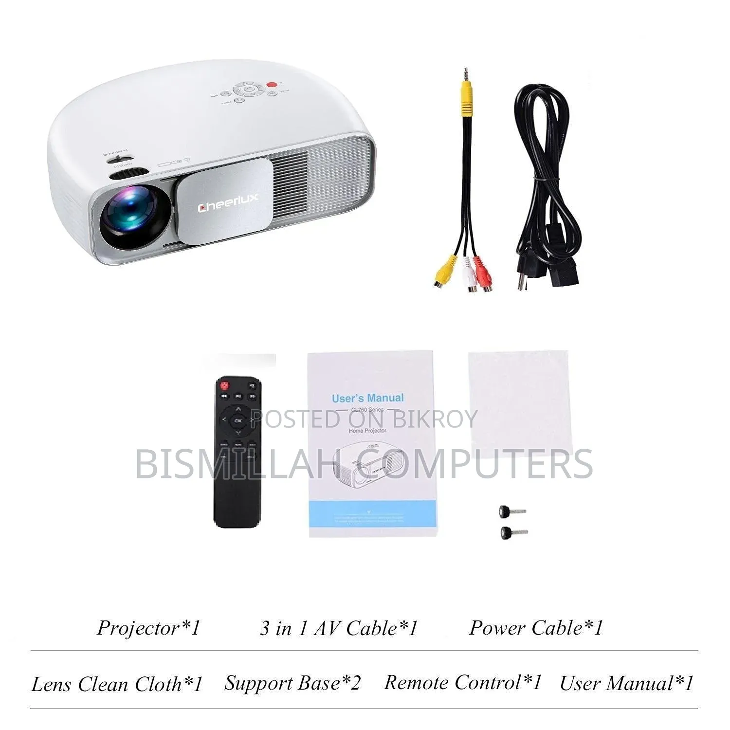 Cheerlux Cl760 3200 Lumens Projector With Built-in Tv Card