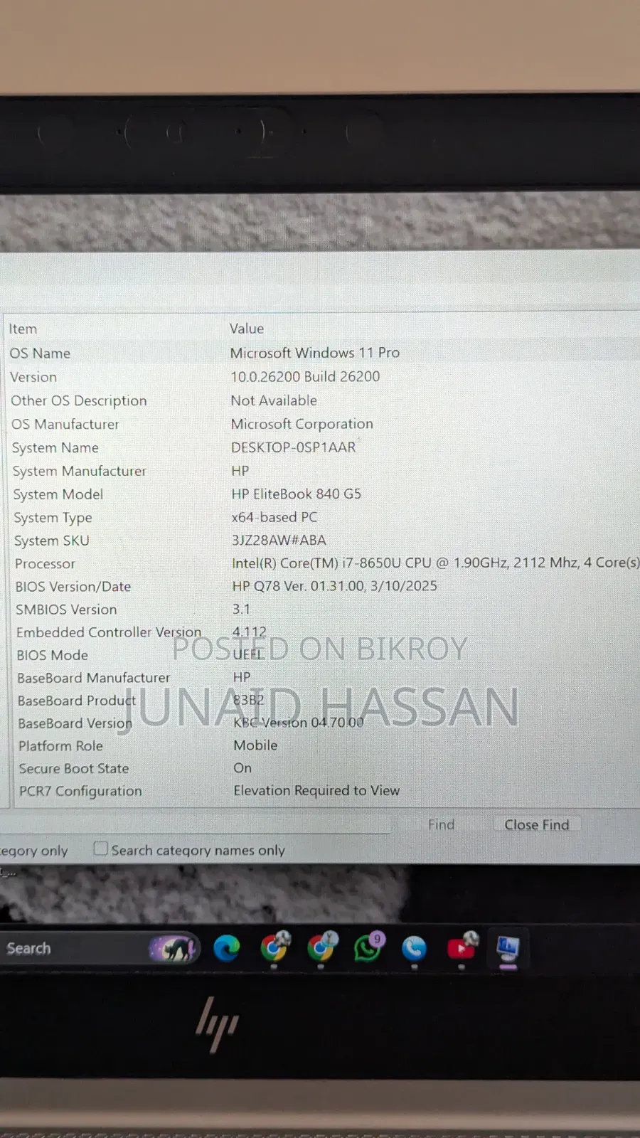 Laptop HP EliteBook 840 G5 16GB Intel Core I7 SSD 256GB