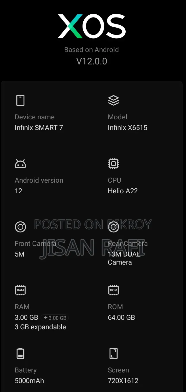 Infinix Smart 7 64 GB Blue