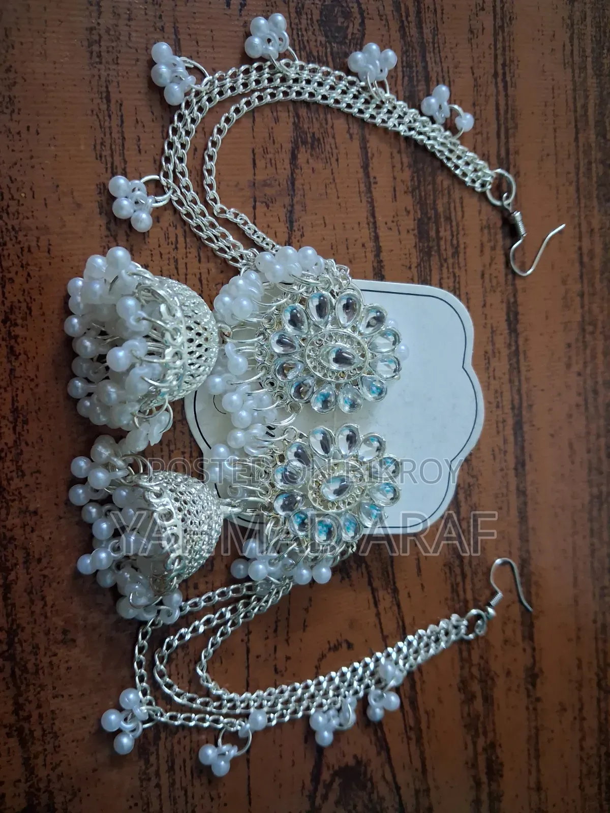 Silver Color 3 Layer Ear Chain Jhumka