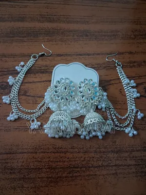 Silver Color 3 Layer Ear Chain Jhumka