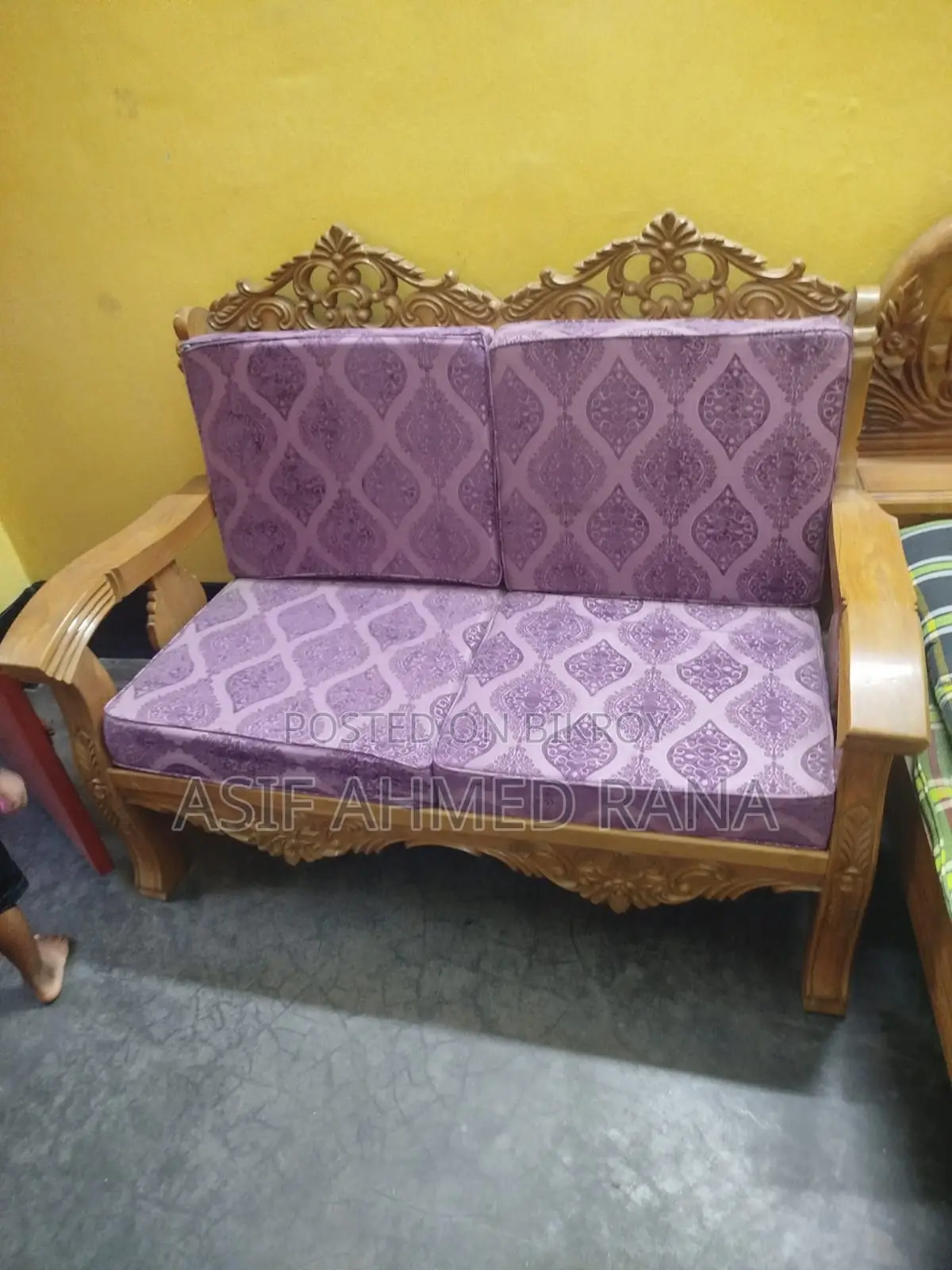 2-Seater Royal Wooden Sofa with Comfortable Cushions