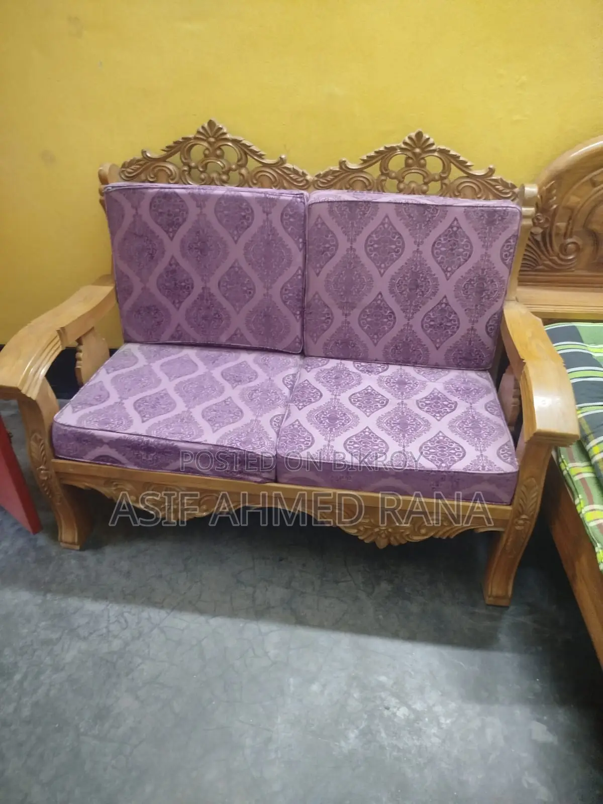 2-Seater Royal Wooden Sofa with Comfortable Cushions