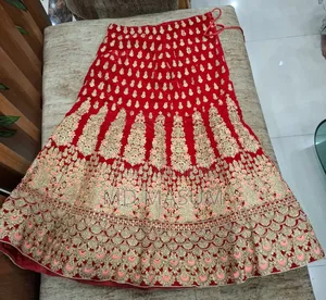 Bridal Red Velvet Lehenga with Golden Zardosi Work (Used Once)