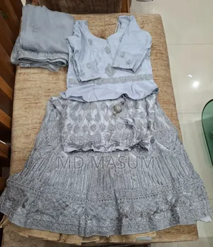 Party Wear Silver Ash Lehenga - Heavy Stone Work. Used Once