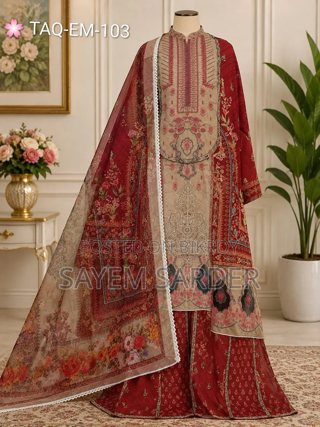 Taqin Embroidered Unstitched Three Piece