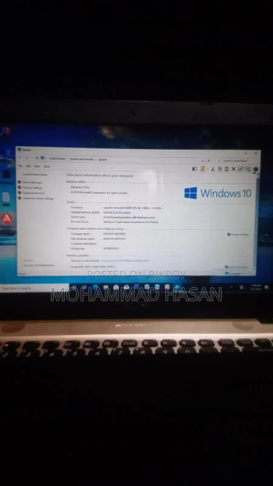 Laptop Asus VivoBook X540SA 4GB Intel Celeron HDD 60GB