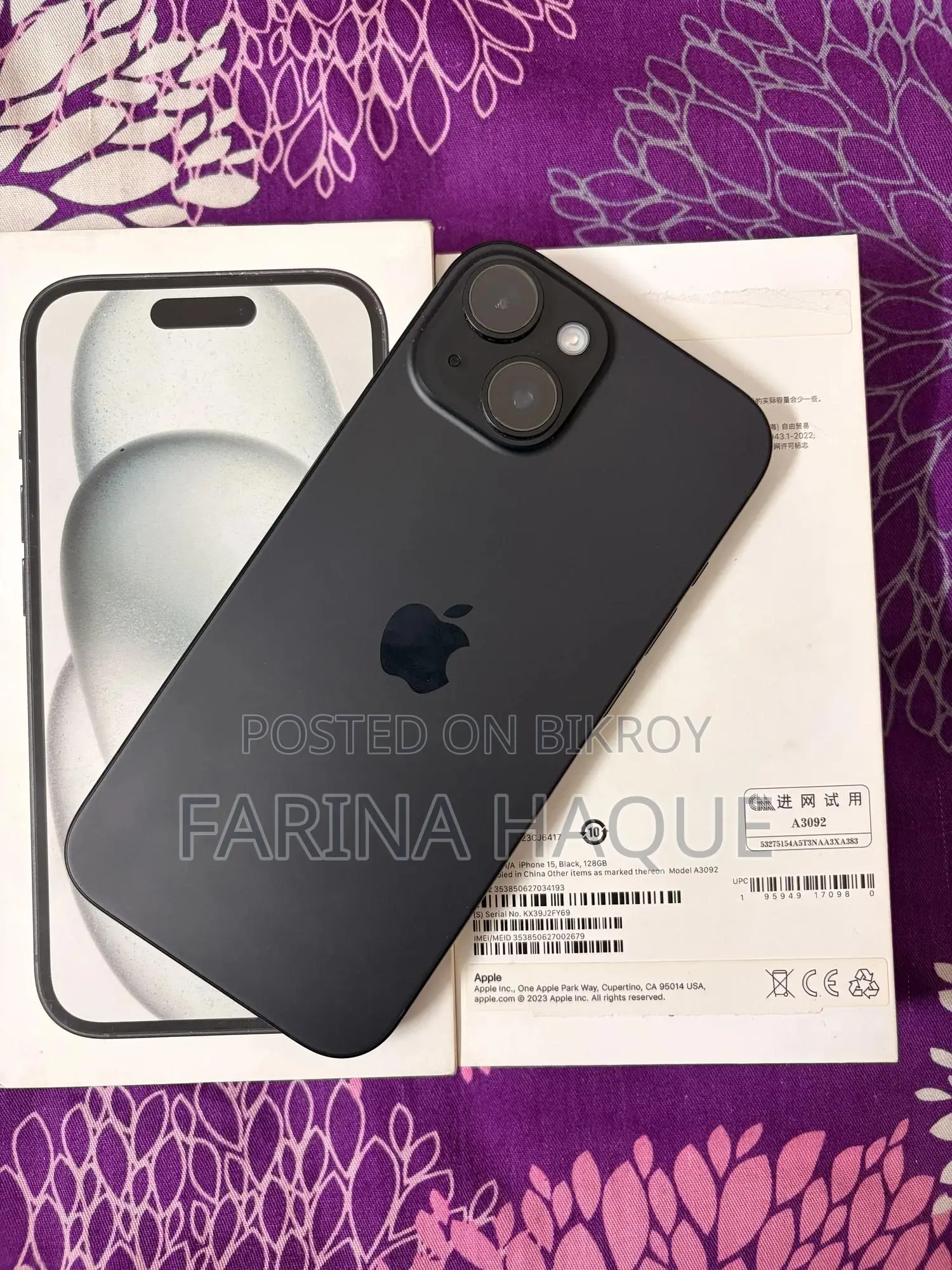 Apple iPhone 15 128 GB Black