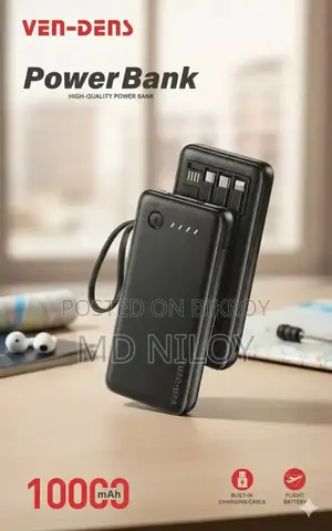 Ven-Dens Vd-Pb058 10000mah High-Quality Power Bank With Built-In