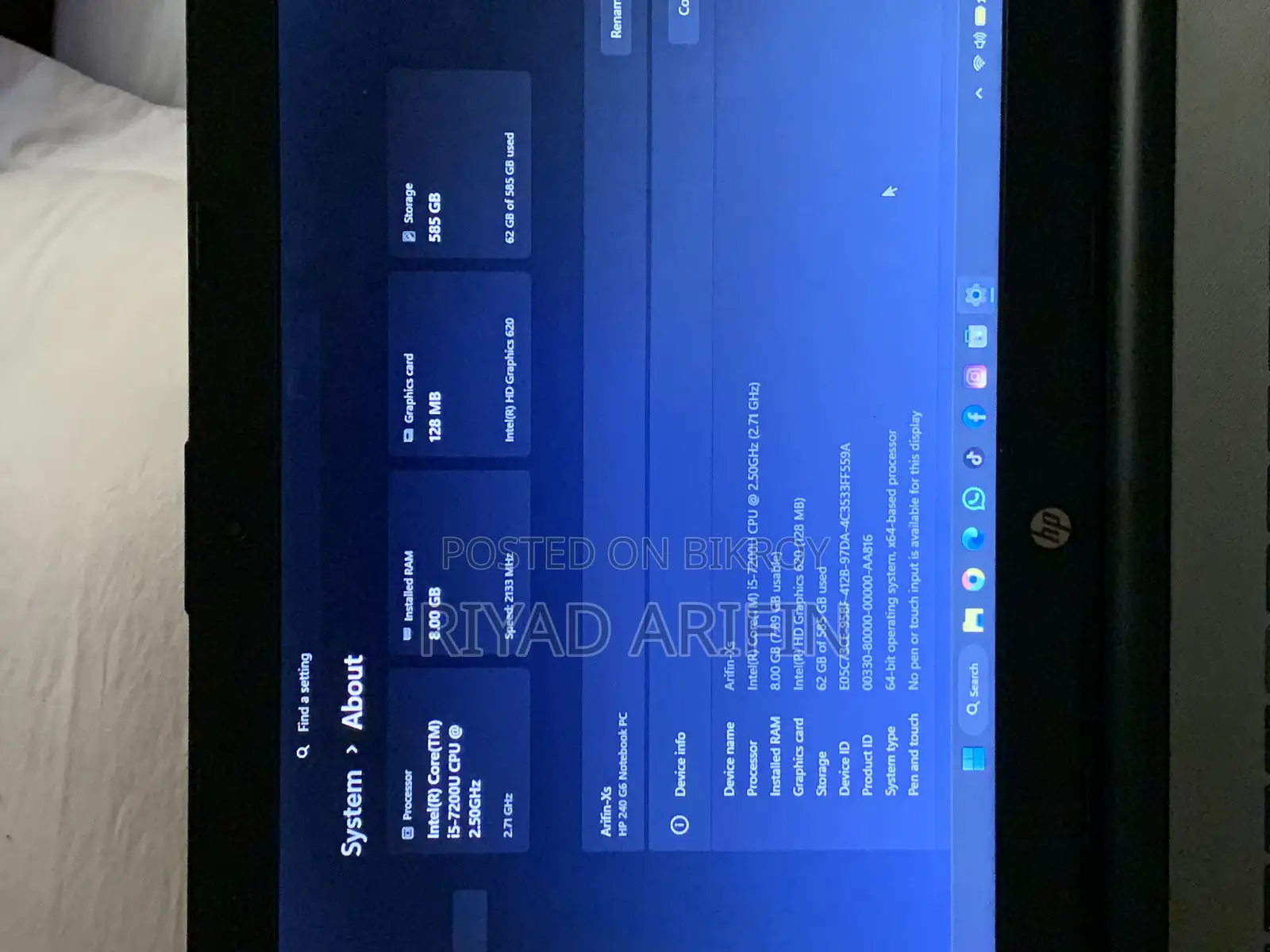 Laptop HP 240 G6 8GB Intel Core I5 HDD+SSD 1T