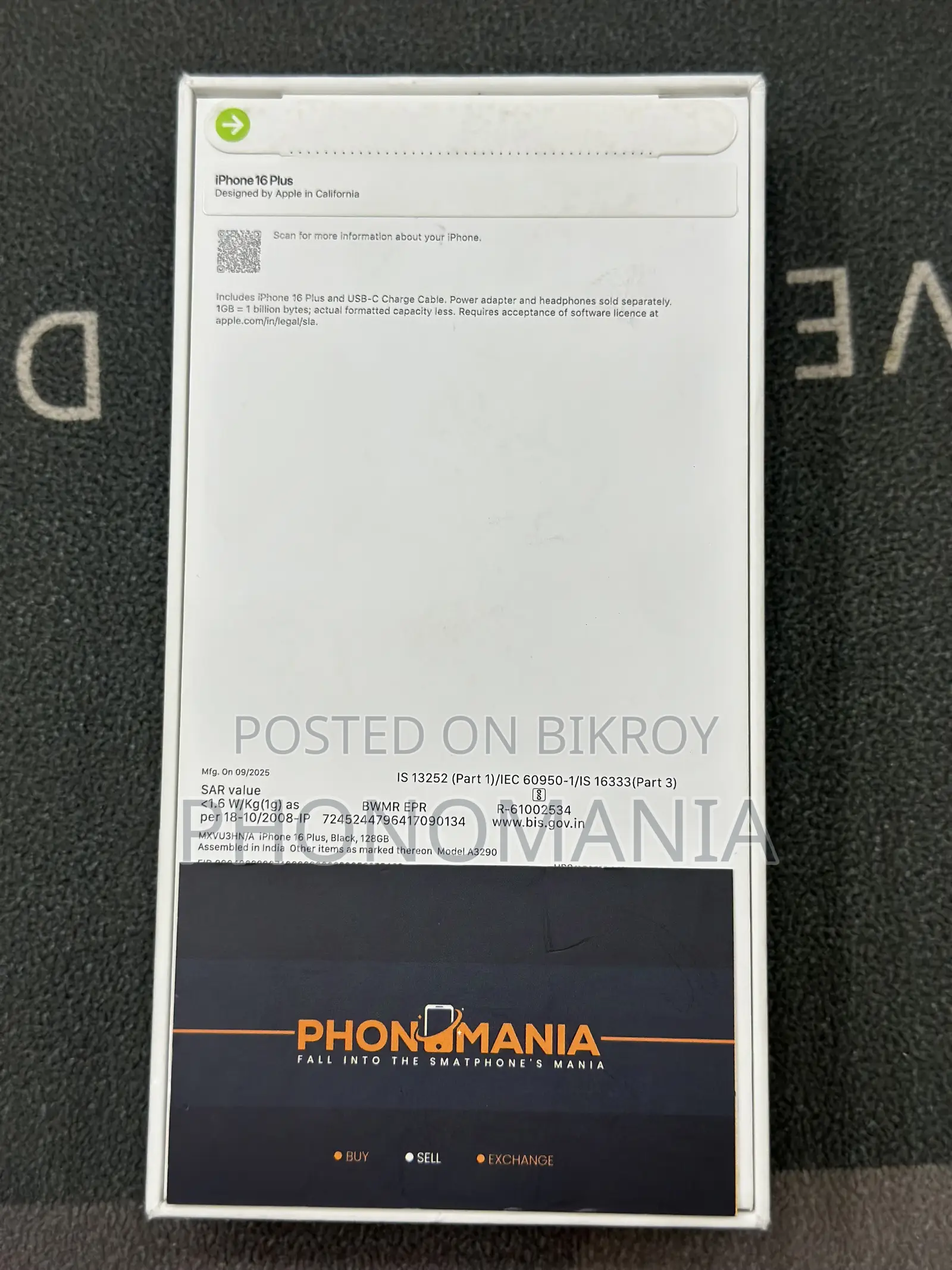 New Apple iPhone 16 Plus 128 GB Black