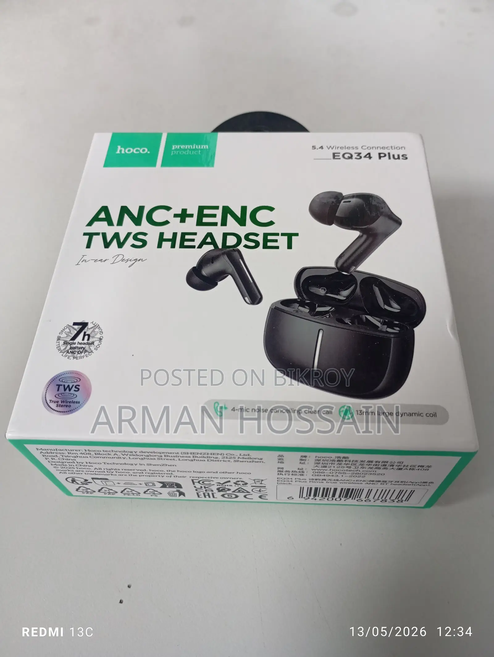 Hoco Eq34 Plus with ANC and ENC Support