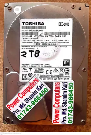 HDD- Toshiba - 2tb - Model: Dt01aba200v ---S/N:Z876ltaas U53
