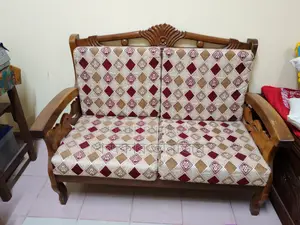 2-1-1 Mahogany Wood Sofa Set