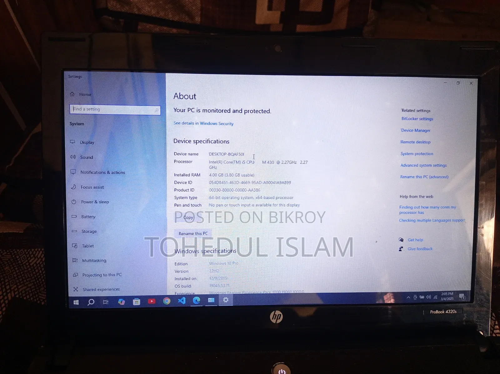 Laptop HP ProBook 4320S 4GB Intel Core I5 HDD 512GB